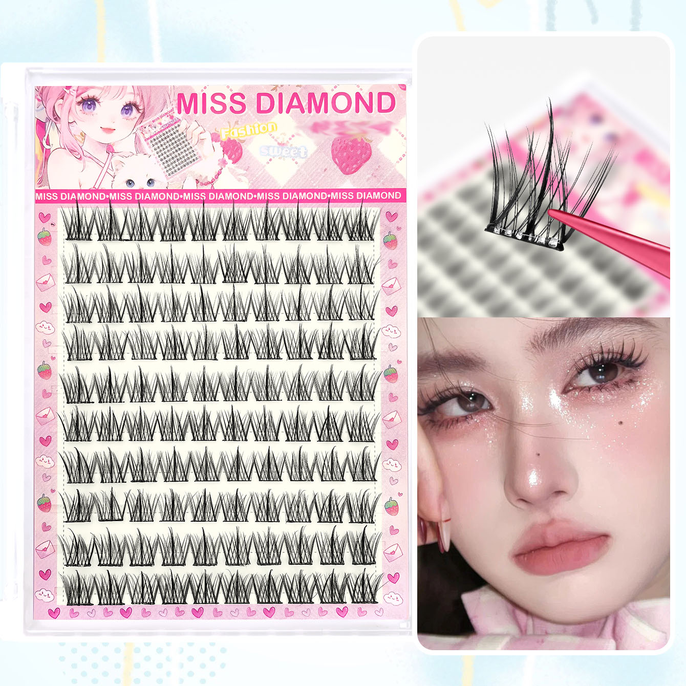 Eyelash Extension Single Lash - 10 rzędów dużych, bezklejowych sztucznych rzęs